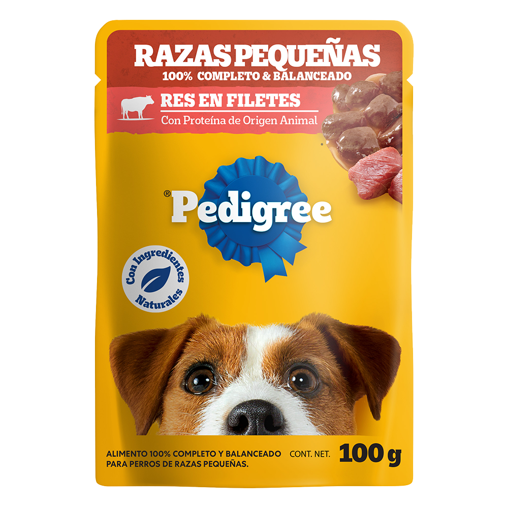 Pedigree pouch raza pequeña res 100 g