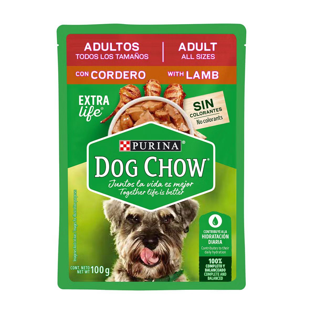 DOG CHOW ALIMENTO HÚMEDO PARA ADULTO TODOS LOS TAMAÑOS DE CORDERO 100 G