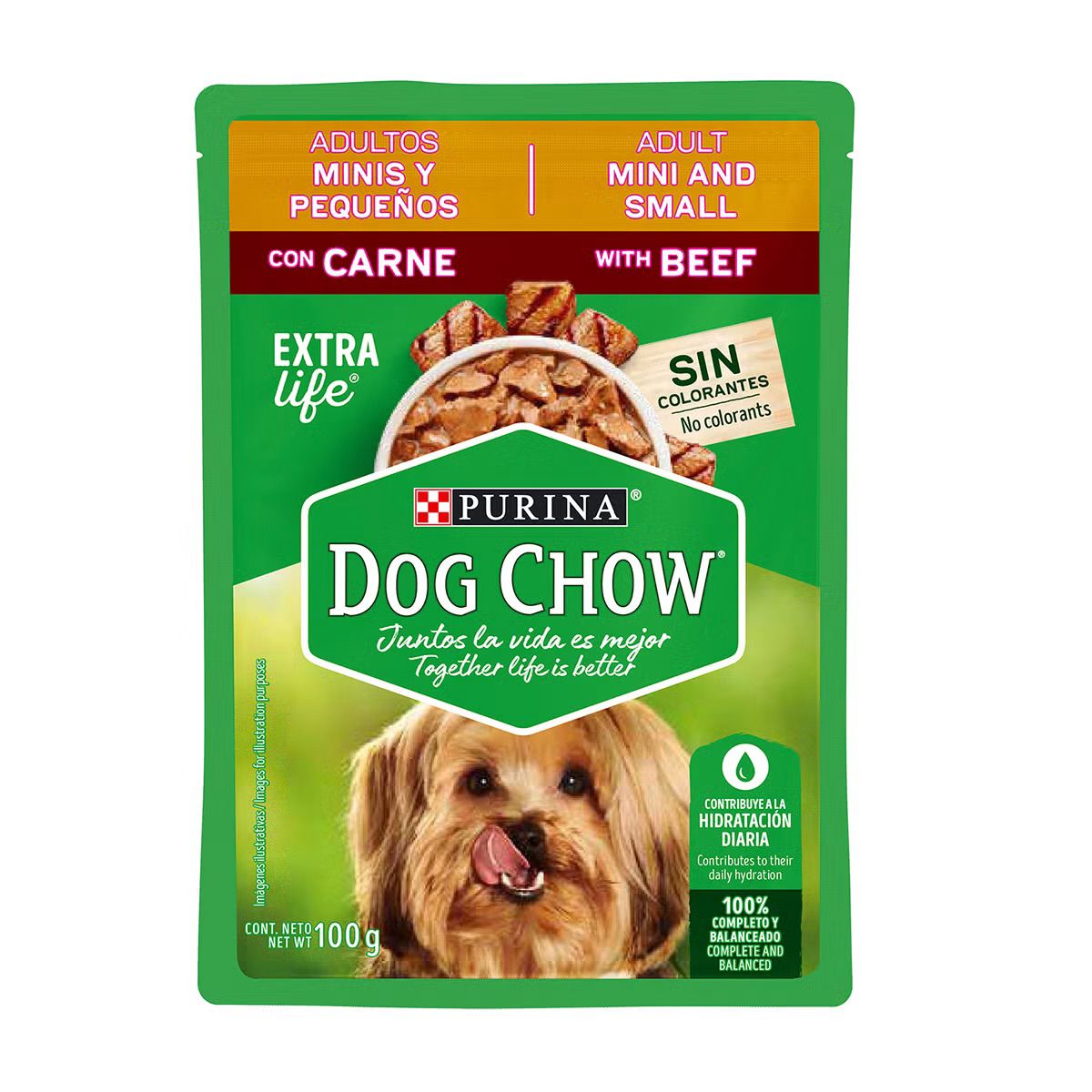 DOG CHOW ALIMENTO HÚMEDO PARA ADULTO MINIS DE CARNE 100 G