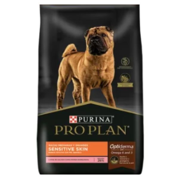 PRO PLAN ADULTO PIEL SENSIBLE RAZAS MEDIANAS Y GRANDES 3 KILOS