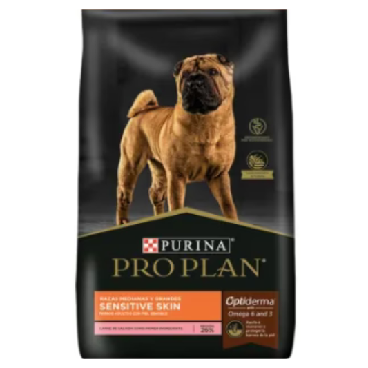 PRO PLAN ADULTO PIEL SENSIBLE RAZAS MEDIANAS Y GRANDES 3 KILOS