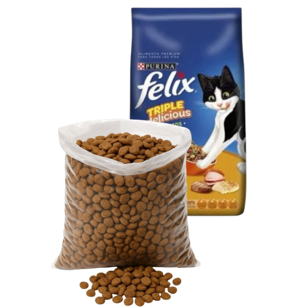 FELIX  GATO TRIPLE DELICIA POLLO ,PAVO, RES  GRANEL