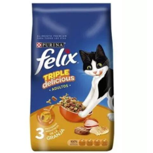 FELIX  GATO TRIPLE DELICIA POLLO ,PAVO, RES  10 KILOS