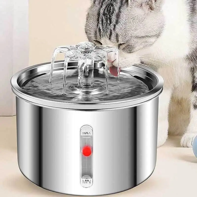 FUENTE DE AGUA AUTOMATICA DE ACERO PARA GATO Y PERRO 2 LITROS