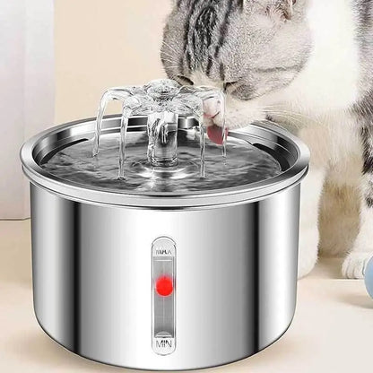FUENTE DE AGUA AUTOMATICA DE ACERO PARA GATO Y PERRO 2 LITROS