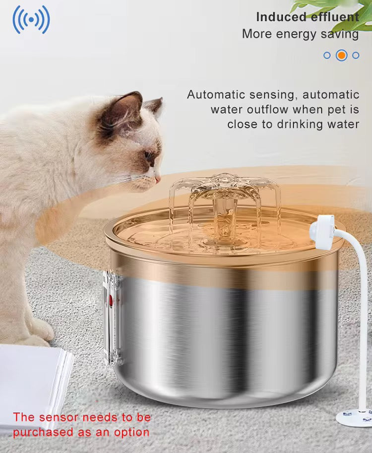 FUENTE DE AGUA AUTOMATICA DE ACERO PARA GATO Y PERRO 2 LITROS