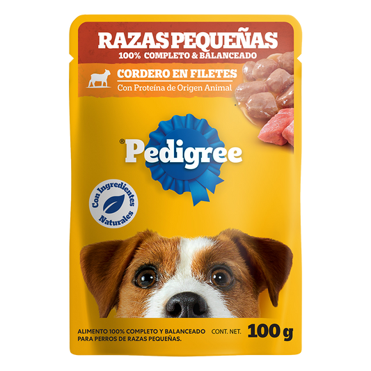 Pedigree pouch raza pequeña cordero 100 g
