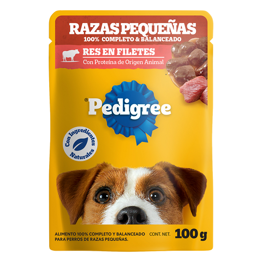 Pedigree pouch raza pequeña res 100 g