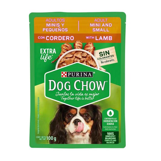 DOG CHOW ALIMENTO HÚMEDO PARA ADULTO  MINIS DE CORDERO 100 G